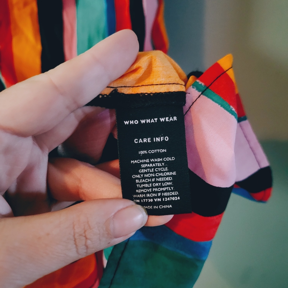 Colorful Striped Shift Ruffle Dress Small - Picture 4 of 8